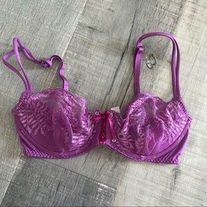 Victoria’s Secret Unlined Demi Purple Front Cross Lace Bra